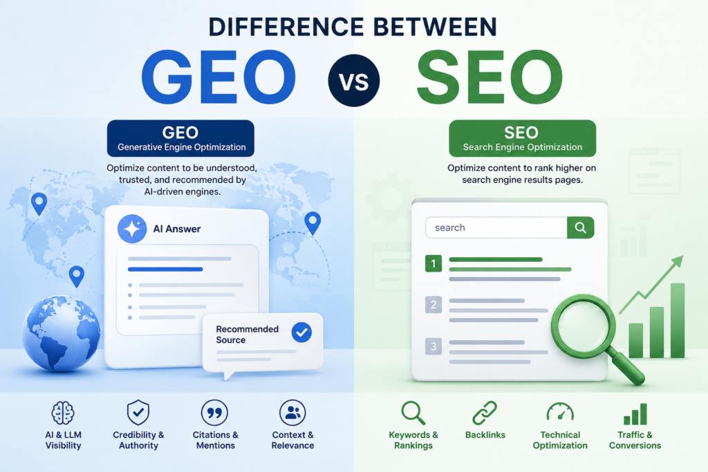 What is the Differece Between GEO and SEO GEO Vs SEO